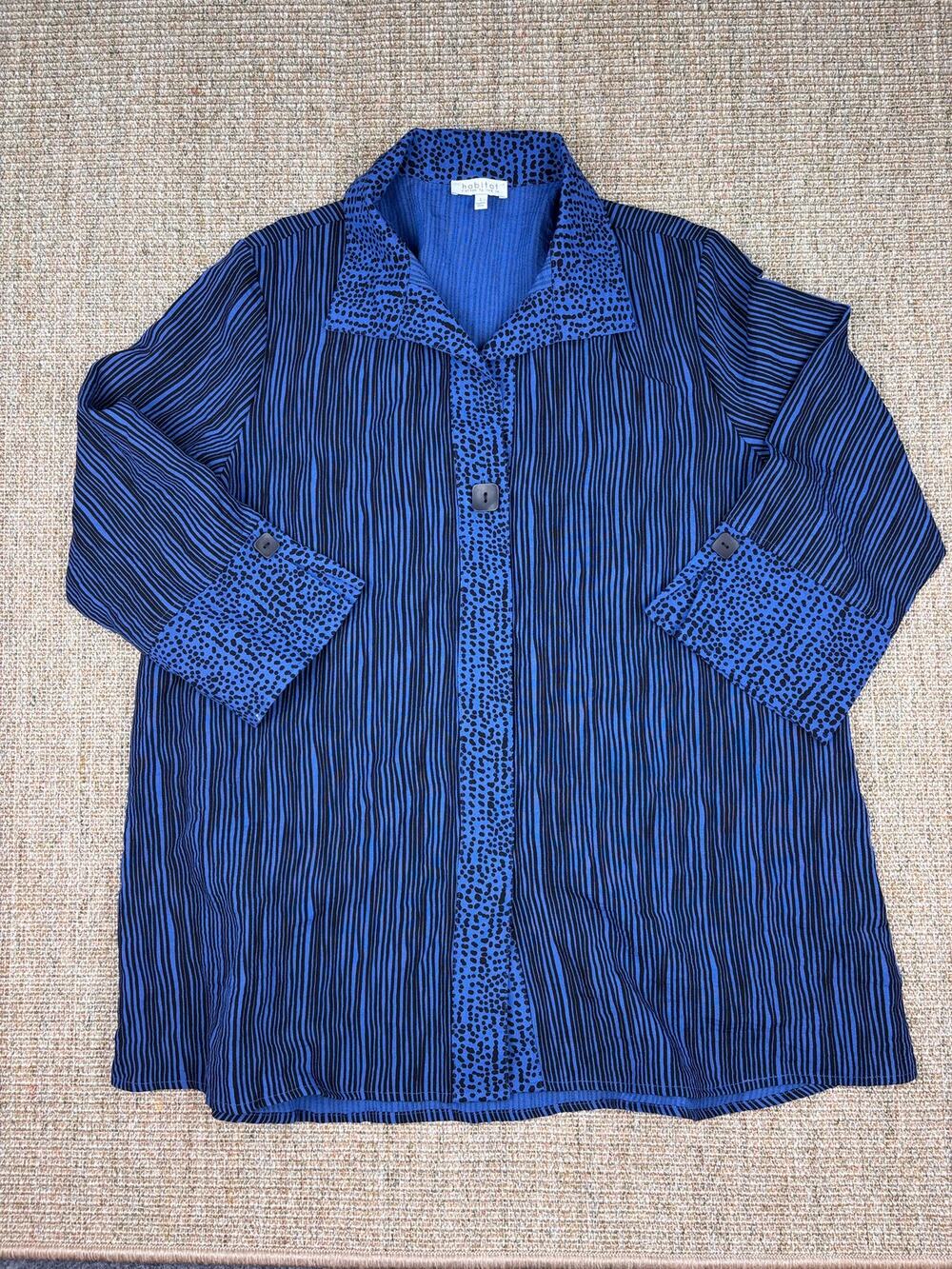 🎨 Habitat Clothes to Live In Blue Abstract Print Top /Tunic | L